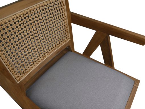 Dining Chair Natural/Dark Grey-Teak/Fabric – Image 2