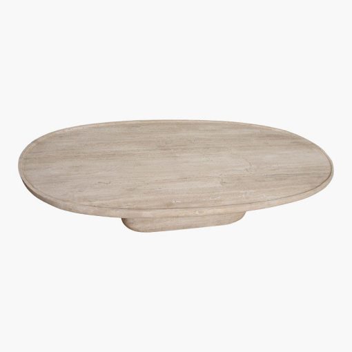 Travertine oval shape coffee table upper edge – Image 2