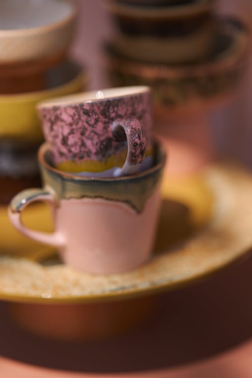 70s ceramics: americano mugs radiant, set of 4 – Image 2
