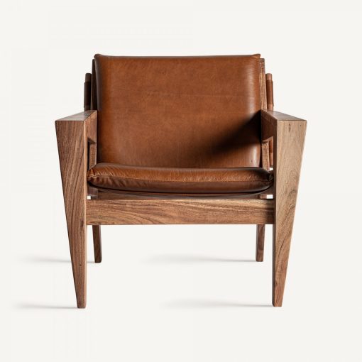 Acacia/Leather Armchair – Image 2