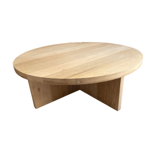 Solid Oak Wood Round Coffee Table – Image 2