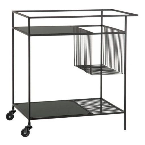 WAITER BLACK METAL-CRYSTAL DECORATION 67 X 40 X 70 CM
