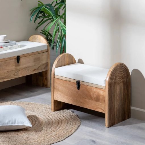 BENCH-CHEST WEAVE-WOOD 100 X 35 X 56 CM – Image 2