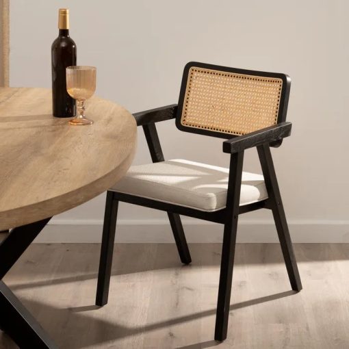 BLACK WOOD / FIBER LIVING ARM CHAIR 56 X 55 X 80 CM – Image 2