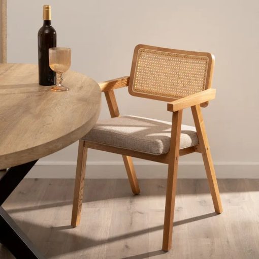 NATURAL WOOD / FIBER ARM CHAIR 56 X 55 X 81 CM – Image 2