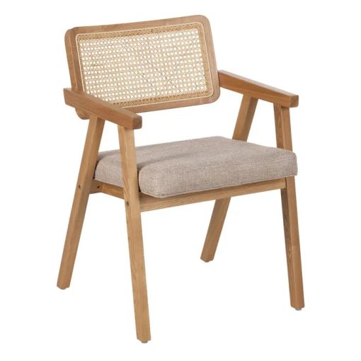 NATURAL WOOD / FIBER ARM CHAIR 56 X 55 X 81 CM