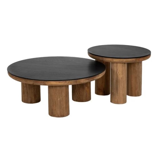 AUXILIARY TABLE NATURAL-BLACK PINE WOOD 60 X 60 X 45 CM – Image 2