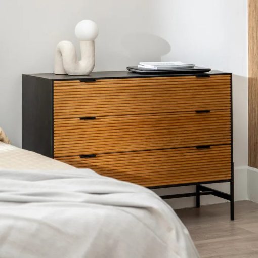 BLACK-NATURAL CHEST OF DRAWERS 104 X 40 X 81.50 CM – Image 2