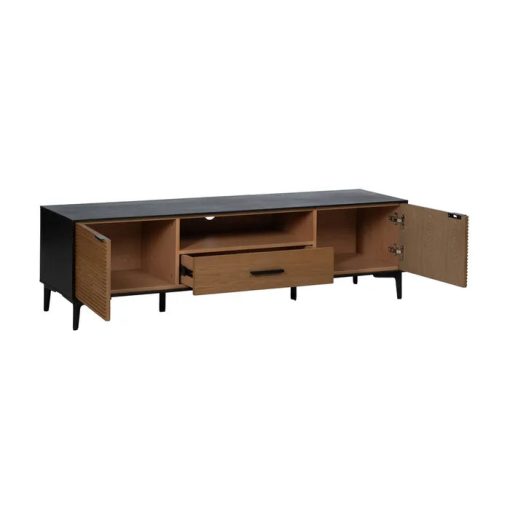 BLACK-NATURAL TV CABINET DM-WOOD 154 X 40 X 44 CM – Image 2