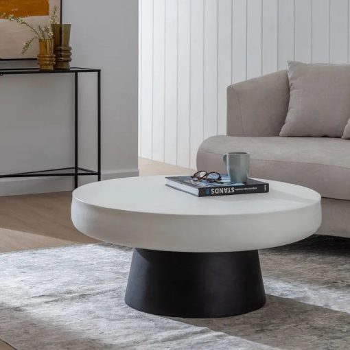 BLACK-WHITE MAGNESIUM COFFEE TABLE 91 X 91 X 39 CM – Image 2