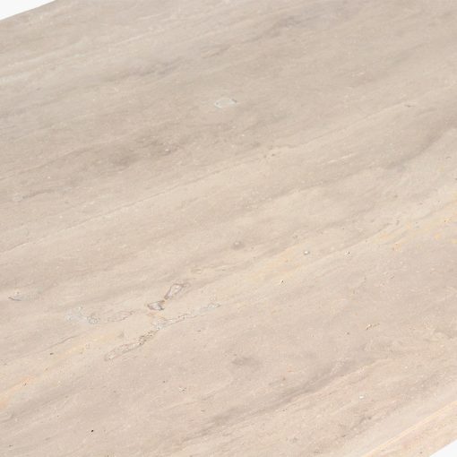 Travertine coffee table natural wood base rectangular – Image 2