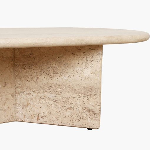 Travertine Oblong coffee table V-shaped legs – Image 2