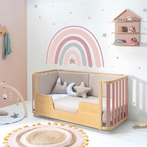 Mini crib-crib-bed-desk (4in1) wood/pink Crea Plus – Image 2