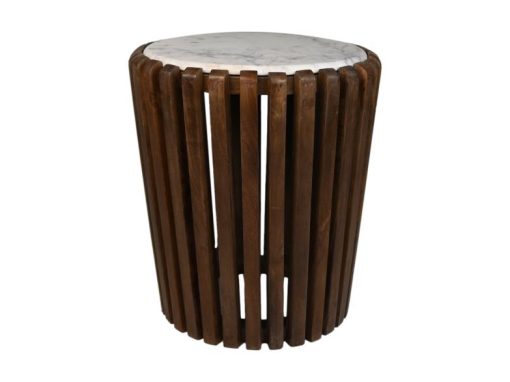 Coffee table round Mango Wood & White Marble - ø45x50