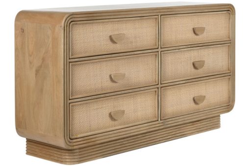 CHEST OF DRAWERS WOOD RATTAN 160X42X88 – Image 2