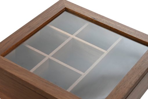 TEA BOX ACACIA GLASS 20,5X20,5X6,5 7COMP NATURAL – Image 2