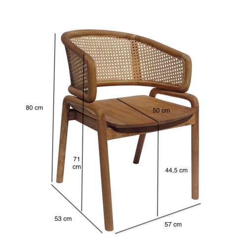 Teak wood and rattan chair – Image 2