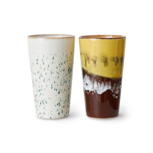 70s ceramics: latte mugs brine, set of 2