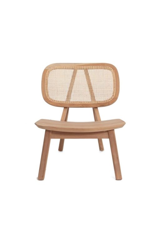 Teak and rattan lounge chair