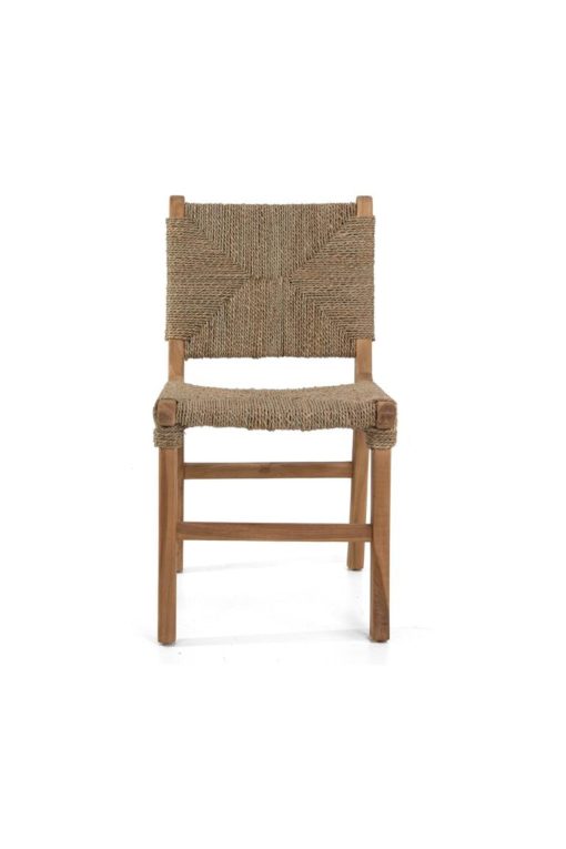 Seagrass and teak dining chair – Image 2